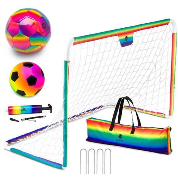 Morvat Rainbow Soccer Goal Net Set for Kids, Indoors & Outdoors