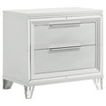 thumbnail image 1 of Mory Nightstand, 2 Drawers, Embossed Herringbone Pattern White, Chrome, 1 of 6