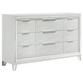 thumbnail image 1 of Benjara Mory Wide Dresser, 9 Drawers, Embossed Herringbone Pattern, White, 1 of 5