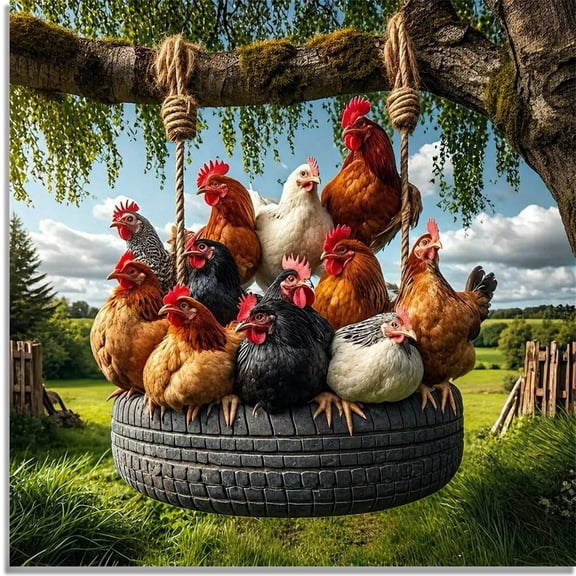 Mosaflare Animals Diamond Painting Kit,Chicken Coop Diamond Art,DIY Full Drill,Stress Relief Craft Art and Home Decor 14"×14"