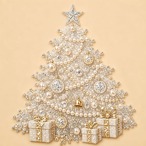Mosaflare Christmas Tree Pearl Diamond Painting Kit for Adults, DIY Pearl Diamond Art for Home Decor, 12×12 inch HD Canvas