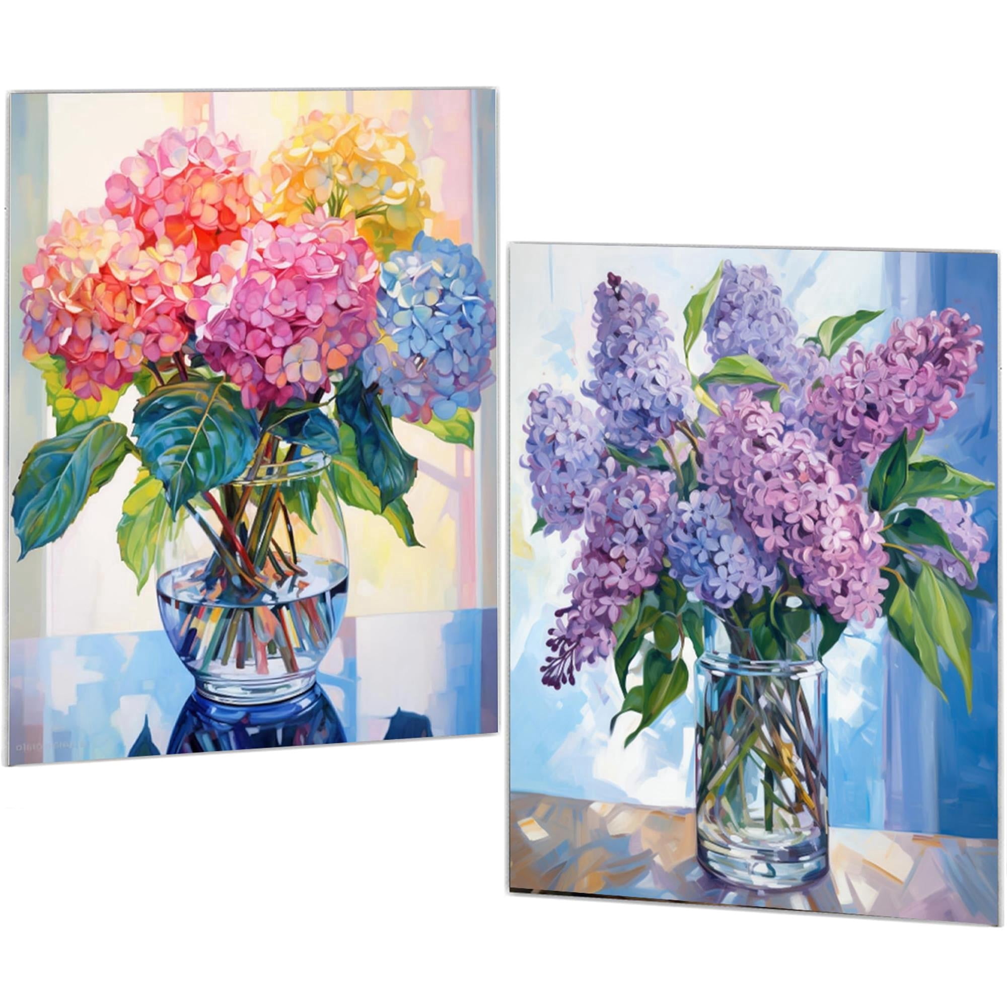 Mosaflare Diamond Art Painting Kits,2-Pack Purple Flower Art Craft Kits,Full Round Drill,Home Wall and Relaxing 12"×16"