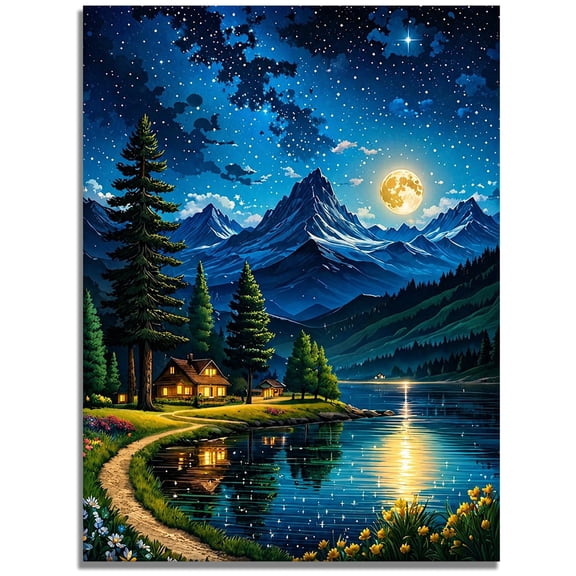Mosaflare Diamond Painting Kit,Starry Forest Diamond Art,DIY Full Drill,Stress Relief Craft Art and Home Decor 12"×16"
