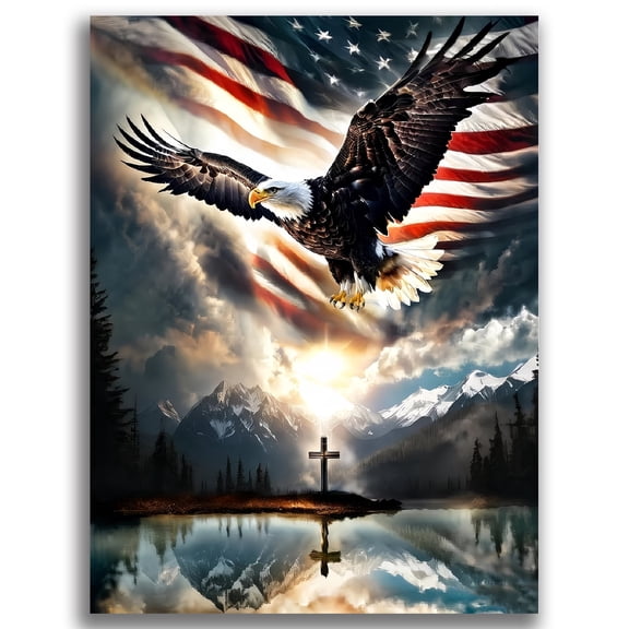 Mosaflare Eagle Diamond Art Painting Kits,Art Craft Kits,Full Round Drill,Home Wall and Relaxing 12×16 inch