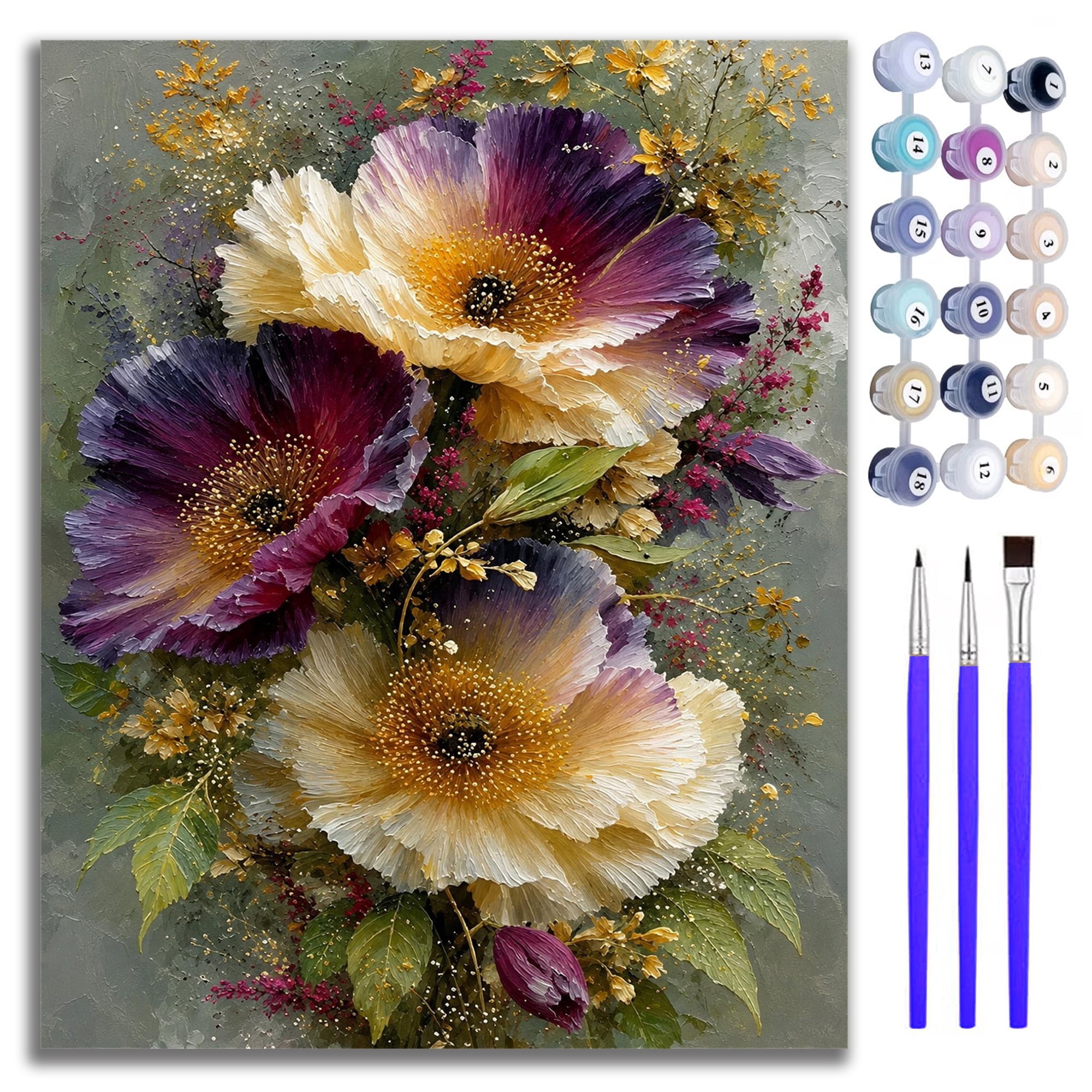 Mosaflare Flower Paint by Numbers Kit for Beginners,DIY Craft for