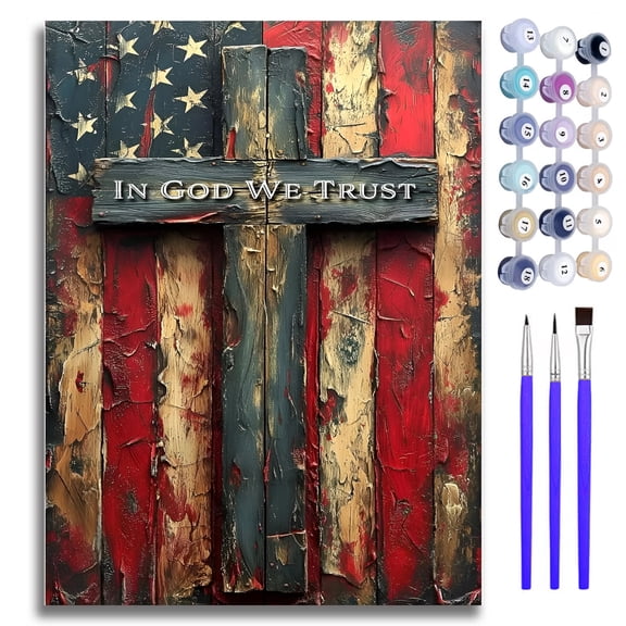Mosaflare Cross Inspirational Paint by Numbers Kit for Adults and Beginners,DIY Craft Art 16"x20" Canvas