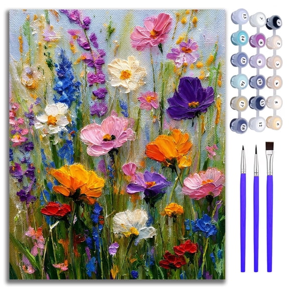 Mosaflare Paint by Numbers Kit for Beginners-Flowers,DIY Craft for Adults,Gift Home Wall Decor 16x20 Inch Oil Painting Kits