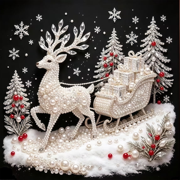 Mosaflare Pearl Diamond Painting Kit for Adults-Christmas Reindeer,DIY Diamond Art Craft for Home Decor, 12×12 inch HD Canvas