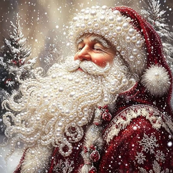 Mosaflare Snowy Santa Claus Pearl Diamond Painting Kit for Adults, Relaxing Craft & Wall Decor, 12×12 inch