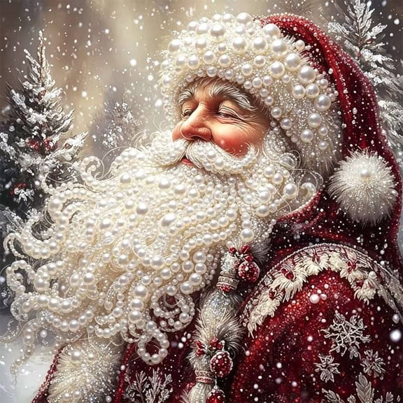 Mosaflare Snowy Santa Claus Pearl Diamond Painting Kit for Adults, Relaxing Craft & Wall Decor, 12×12 inch