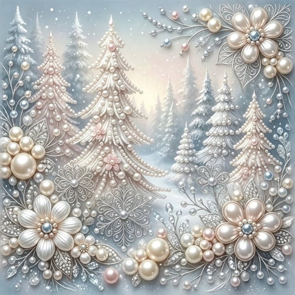 Mosaflare Pearl Diamond Painting Kit for Adults-Winter Forest, DIY Diamond Art Craft for Home Decor, 12×12 inch HD Canvas
