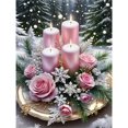 thumbnail image 1 of Mosaflare Pink Christmas Candle Diamond Painting Kit, 12×16 Inch Full Drill Diamond Art, Winter Floral Roses DIY Craft for Adults, 1 of 7