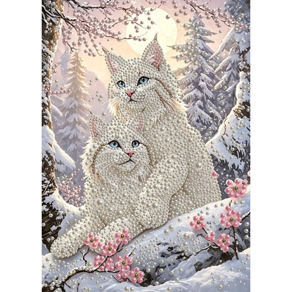 Mosaflare Snow Leopard Pearl Diamond Painting Kit for Adults,DIY Diamond Art for Home Decoration 12×16 inch HD Canvas