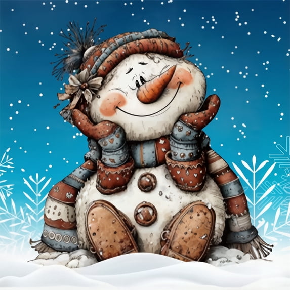 Mosaflare Snowman Diamond Painting Kit for Adults, Full Drill Diamond Art, Christmas DIY Craft for Home Decor 14×14 Inch