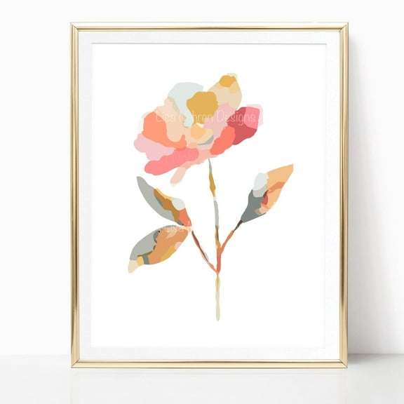Mosaic Abstract Botanical Illustration Floral Flower Boho Wall Art Neutral Nature Plant Instant Art Print Wall Art, Modern Wall Decor, 8x12 UNFRAMED
