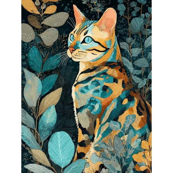 Mosaic Abstract Cat Canvas Print Hotel Entryway Home Wall Decor