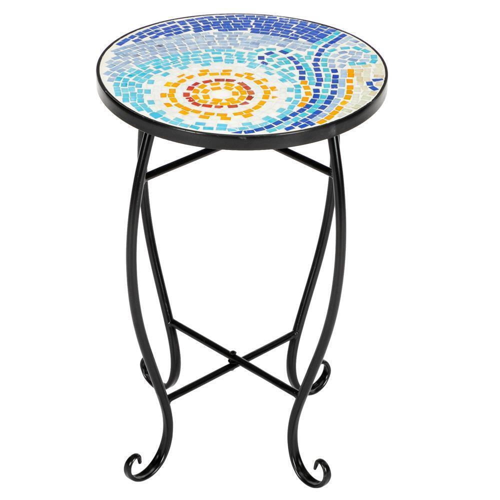 Mosaic Accent Table Round Side/End Table Art Flowerpot Holder Flower Plant Stand - Walmart.com