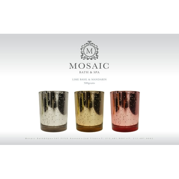 Mosaic Antique Metallic Glass Candle 17.6OZ