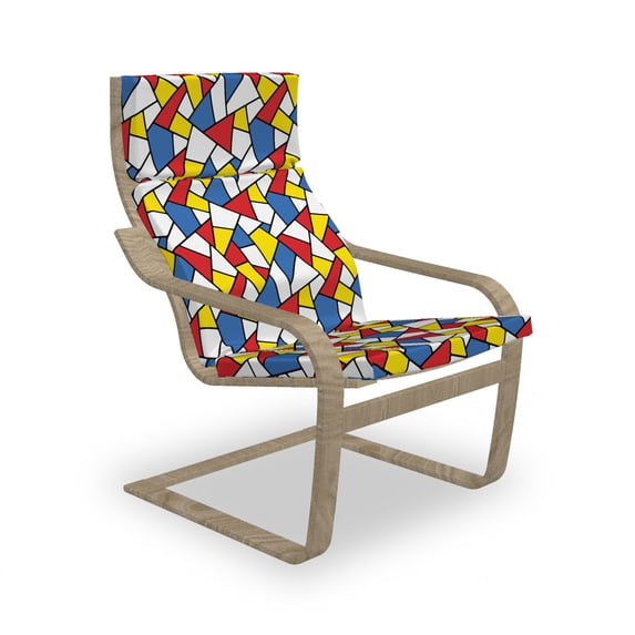 Mosaic Armchair Pad and Slipcover, Geometric Shapes Composition with Colorful Stained Glass Design Grid Illustration, 1 Piece Soft Cushion Replacement with Removable Cover, Multicolor, by Ambesonne