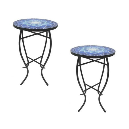 Mosaic Art Collection Accent Table (Set of 2) Baby Blue