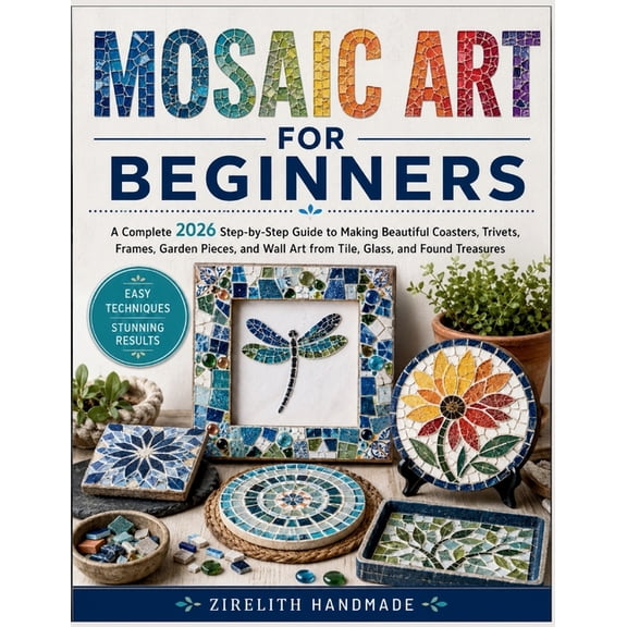 Mosaic Art for Beginners: A Complete 2026 Step-by-Step Guide to Making Beautiful Coasters, Trivets, Frames, Garden Piece, (Paperback)