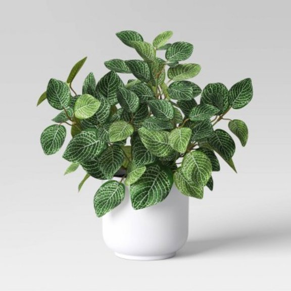 Mosaic Artificial Leaf in White Pot