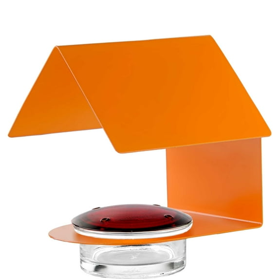 Mosaic Birds Recycled Glass & Metal Humming Bird Feeders for Outdoors - Hanging Bird House for Lawn Decor - Orange