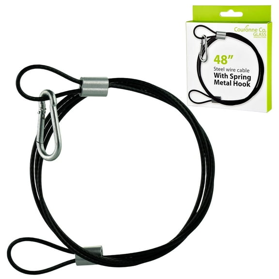 Mosaic Birds Easy Hook Hanging Stainless Steel Cable Rope with Spring Metal Snap Hook for Bird Feeders and Baths, Planters - 48 inch