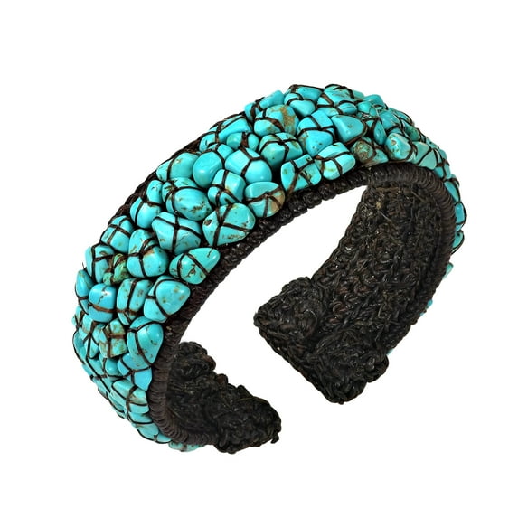 Mosaic Blue Turquoise Expandable Organic Cuff-Bracelet