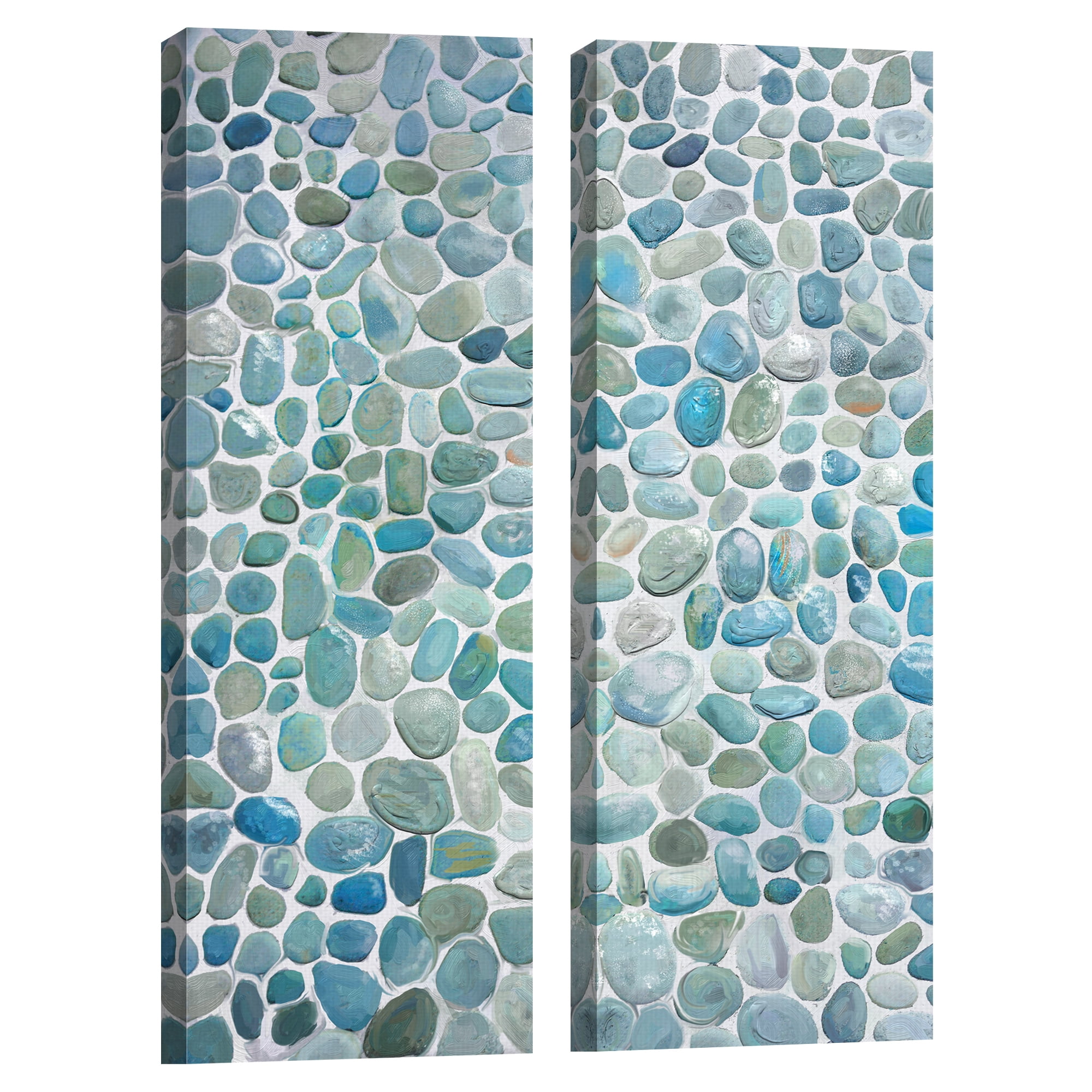 Blue and Green Pebble Mosaic Canvas Art Set