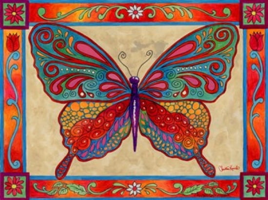 Mosaic Butterfly Canvas Art - Christine Kerrick (30 x 23)