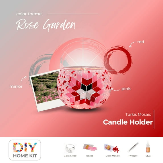 Mosaic Candle Holder DIY Home Kit "ROSE GARDEN"