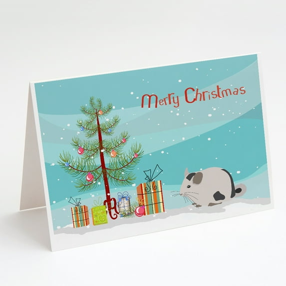 Mosaic Chinchilla Merry Christmas Greeting Cards and Envelopes Pack of 8