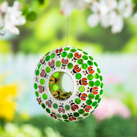Mosaic Circle Bird Feeder Ladybug