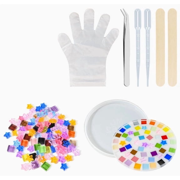 Mosaic Coaster Making Kit for Kids & Adults - DIY Glue Craft Set with Reusable Silicone Molds, Creative Parent-Child Crafting Supplies for Unique Mug Coasters