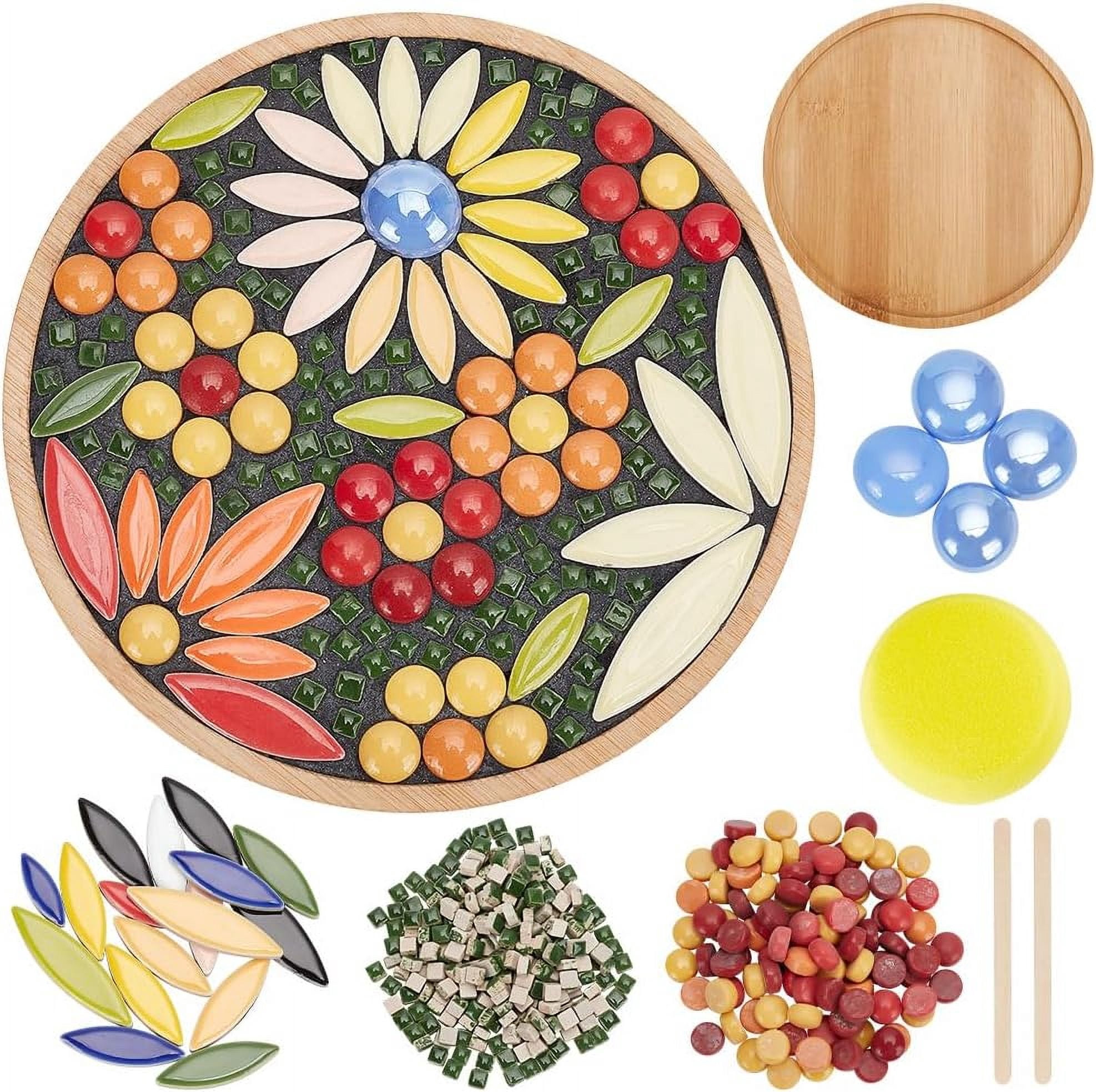 Mosaic Craft Kit Flower Mosaic Bamboo Coasters Kits for Adults