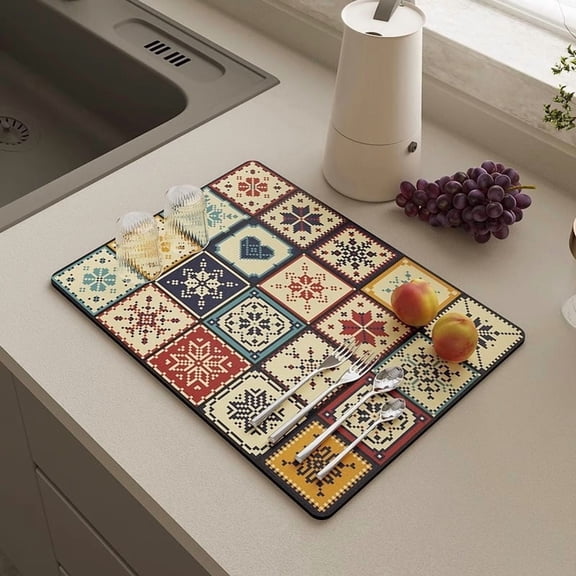 Mosaic Creative Tile Placemat 30x40cm - Absorbent Insulation Pad for Dining Table, Stain-Resistant Heat Protector, Easy-Care Placemat for Everyday Use