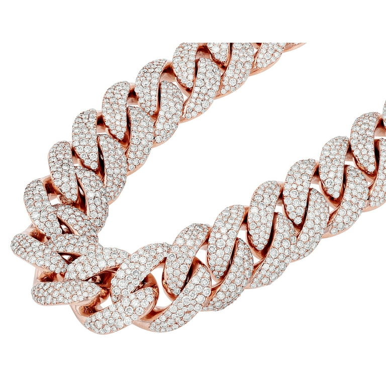 Mosaic Cuban 58.50 CT Diamond Necklace 10K Rose Gold 19MM 22 Mosaic Cuban 58.50 CT Diamond Necklace 10K Rose Gold 19MM 22