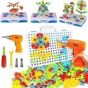 Mosaic Drill Set for Kids STEM Building Engineering Toys, Assembly Disassembly Construction Puzzles Toys with Drill Tools