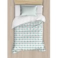 thumbnail image 1 of Mosaic Duvet Cover Set Twin Size, Geometric Illustration with Flowery Motifs Inside Rhombus Pattern, Decorative 2 Piece Bedding Set with 1 Pillow Sham, Dark Seafoam and Pale Rose, by Ambesonne, 1 of 3