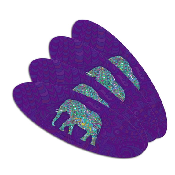 Mosaic Elephant Double-Sided Oval Nail File Emery Board Set 4 Pack