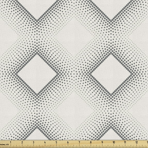 Ambesonne Mosaic Fabric by the Yard Upholstery, Rhombus Patterns from Dots, 3 Yards, Grey and White