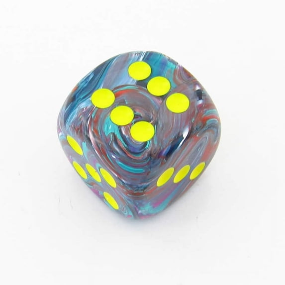 Mosaic Festive Die with Yellow Pips D6 30mm (1.18in) Pack of 1 Chessex