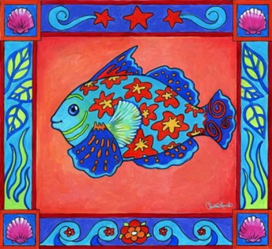 Mosaic Fish Canvas Art - Christine Kerrick (24 x 22)