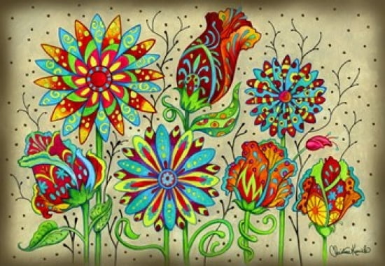 Mosaic Flowers-Festival Canvas Art - Christine Kerrick (23 x 16)