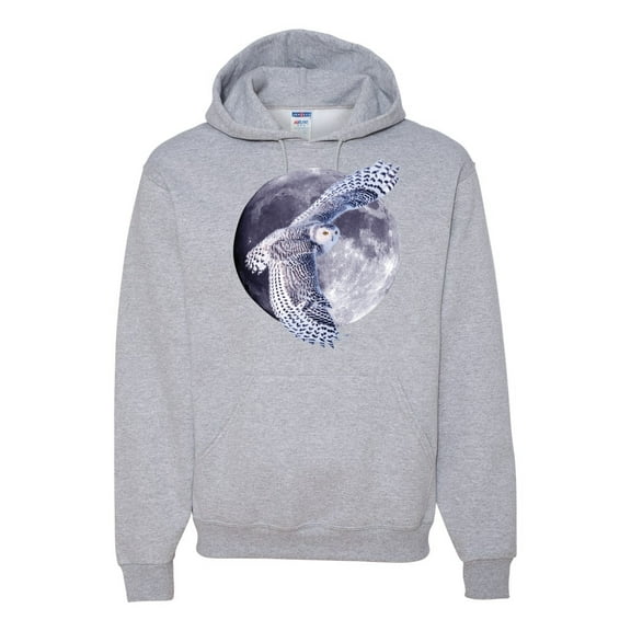 Mosaic Full Moon Owl Winter Snow Fashion Graphic Hoodie Sweatshirt, Heather Grey, X-Large