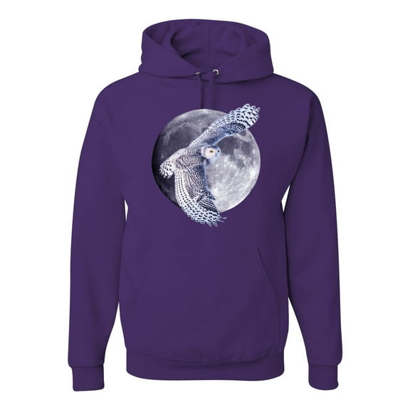 Mosaic Full Moon Owl Winter Snow Fashion Graphic Hoodie Sweatshirt, Purple, Large