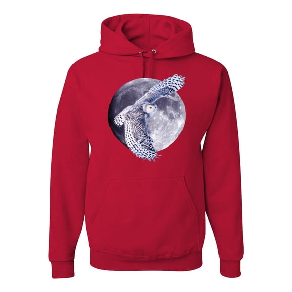 Mosaic Full Moon Owl Winter Snow Fashion Graphic Hoodie Sweatshirt, Red, 2XL