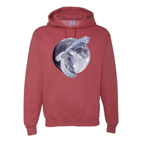 Mosaic Full Moon Owl Winter Snow Fashion Graphic Hoodie Sweatshirt, Vintage Heather Red, 3XL