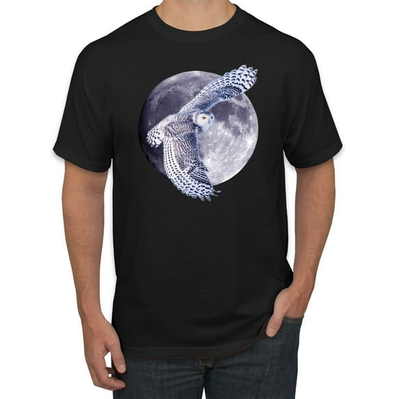 Mosaic Full Moon Owl Winter Snow Fashion Graphic T-Shirt, Black, Small